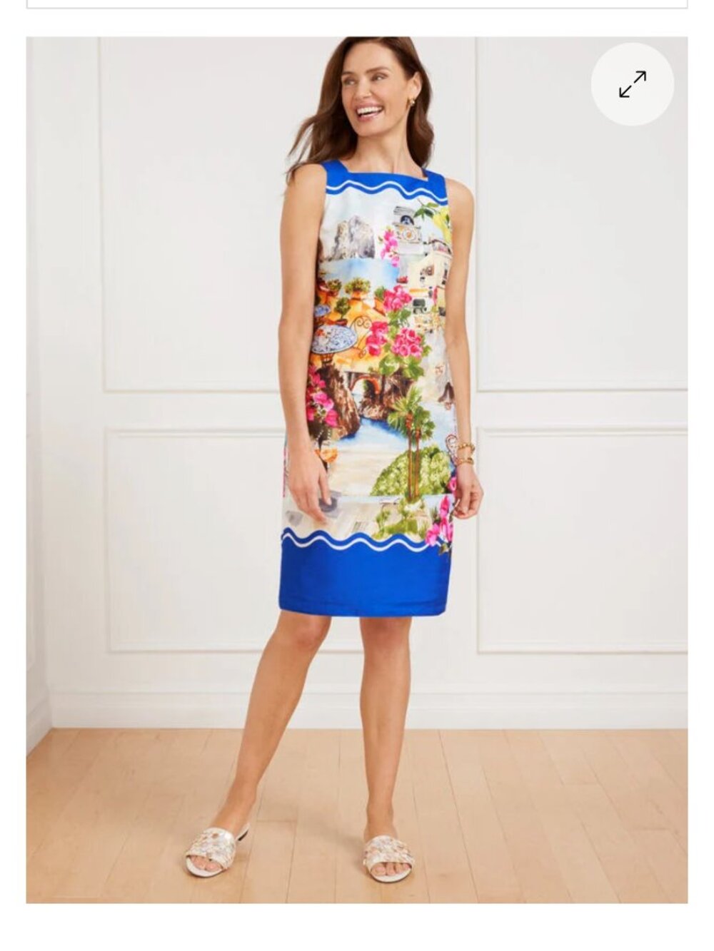 Talbots dress Linen Cotton Shift Dress, Coastal Scenic